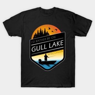 I'd Rather Be On Gull Lake Wisconsin Sunset Fishing T-Shirt